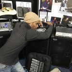 André Berry displaying his affection for the new Wayne Jones AUDIO WJBPII Twin Channel Bass Pre-Amp released at NAMM 2017