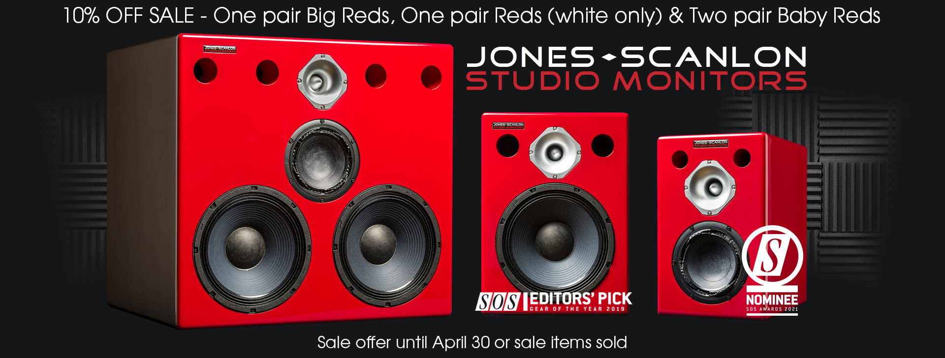 Jones-Scanlon studio monitors - recording engineering, audio and film post production, sound track mastering, audio mixing, sound mixing, recording studio gear.
