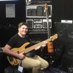 Tyson Constantinou, a new generation awesome player checking out Wayne Jones AUDIO bass rig with a Fodera Monarch 5 Deluxe