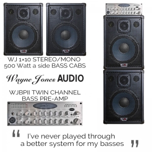 Wayne Jones Audio 1×10 Stereo/Mono Bass Guitar Cabinets (500 Watt a side) & WJBPII Twin Channel Bass Pre-Amp