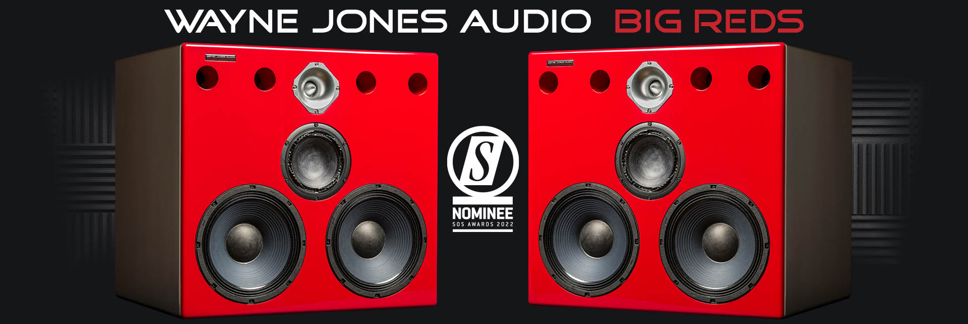 Wayne Jones Audio Big Reds studio monitors - recording engineering, audio and film post production, sound track mastering, audio mixing, sound mixing, recording studio gear. Far field monitoring systems.