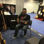 A passer by that was lured in by the sound @ Wayne Jones AUDIO NAMM 2016 booth 